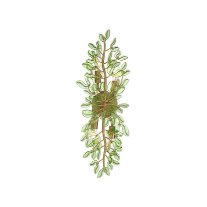 Crystorama Bridget 8.25in 4-Light Wall Sconce | Coastal Soft Gold Steel and Green Glass | Bathroom & Bedroom Accent | 8.25 x 5 x 24 in | Model BGT-332-SG-GR