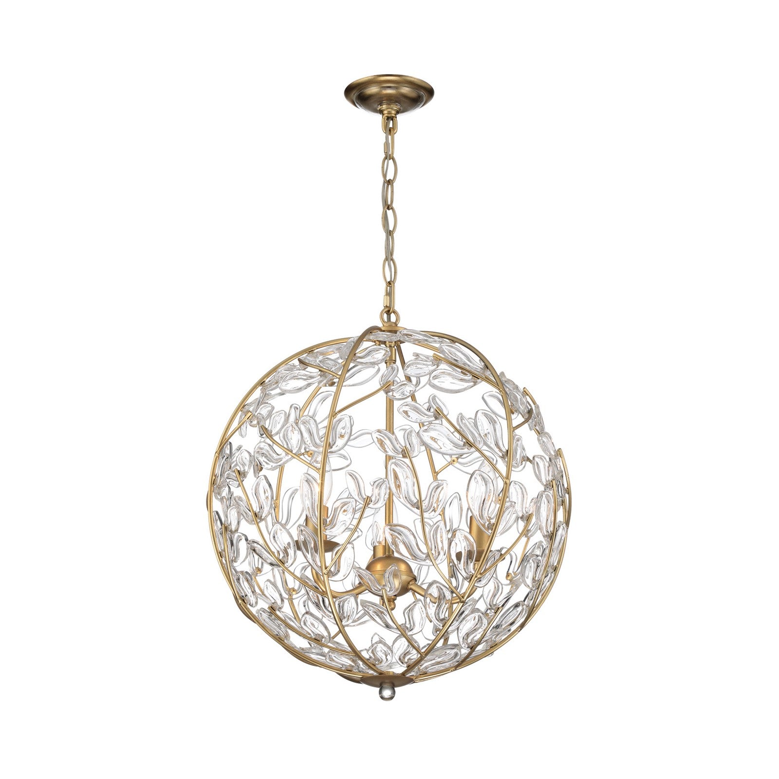 Crystorama Bridget 16.5in 3-Light Chandelier | Coastal Soft Gold and Clear Glass | Dining Room & Entryway | 16.5 x 16.5 x 18.5 in | Model BGT-334-SG-CL