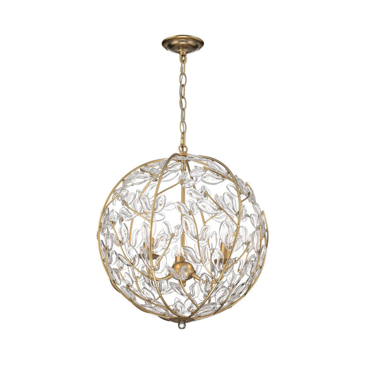 Crystorama Bridget 16.5in 3-Light Chandelier | Coastal Soft Gold and Clear Glass | Dining Room & Entryway | 16.5 x 16.5 x 18.5 in | Model BGT-334-SG-CL