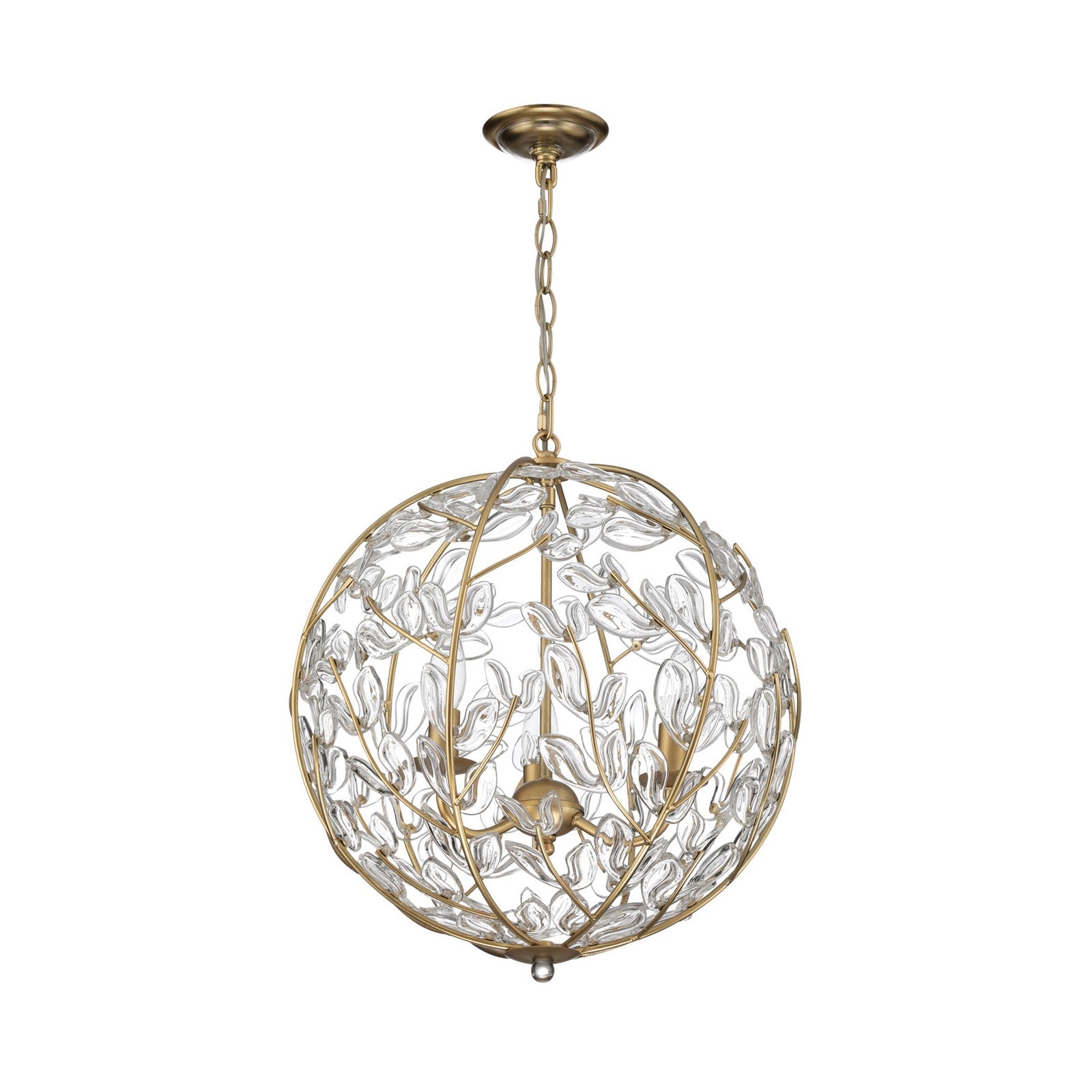 Crystorama Bridget 16.5in 3-Light Chandelier | Coastal Soft Gold and Clear Glass | Dining Room & Entryway | 16.5 x 16.5 x 18.5 in | Model BGT-334-SG-CL
