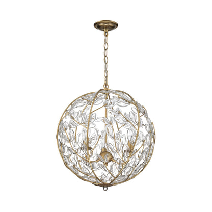 Crystorama Bridget 16.5in 3-Light Chandelier | Coastal Soft Gold and Clear Glass | Dining Room & Entryway | 16.5 x 16.5 x 18.5 in | Model BGT-334-SG-CL