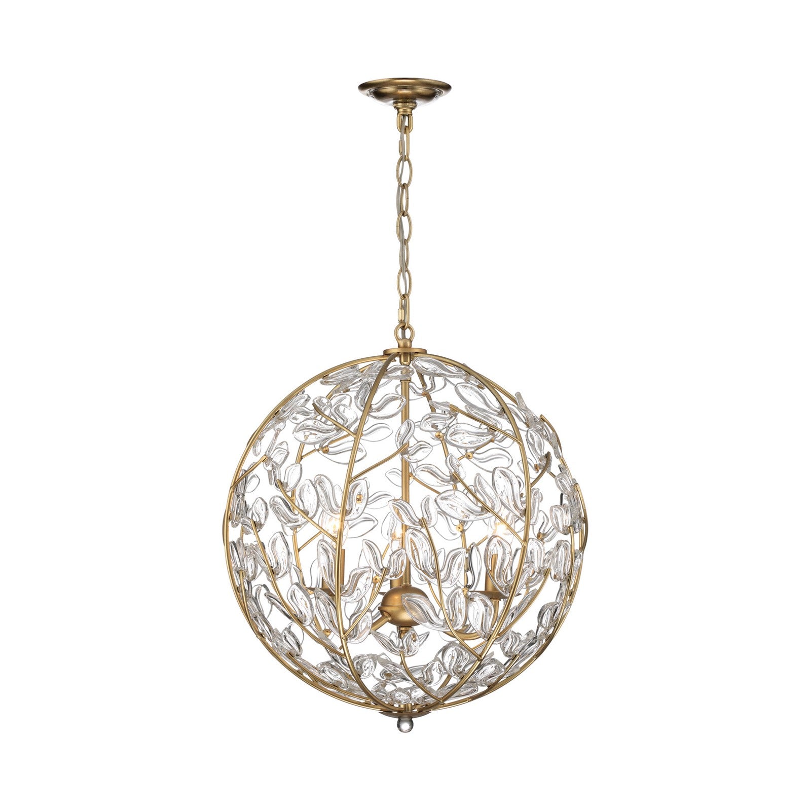Crystorama Bridget 16.5in 3-Light Chandelier | Coastal Soft Gold and Clear Glass | Dining Room & Entryway | 16.5 x 16.5 x 18.5 in | Model BGT-334-SG-CL