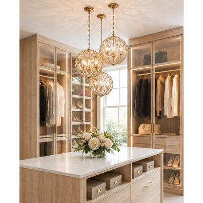 Crystorama Bridget 16.5in 3-Light Chandelier | Coastal Soft Gold and Clear Glass | Dining Room & Entryway | 16.5 x 16.5 x 18.5 in | Model BGT-334-SG-CL