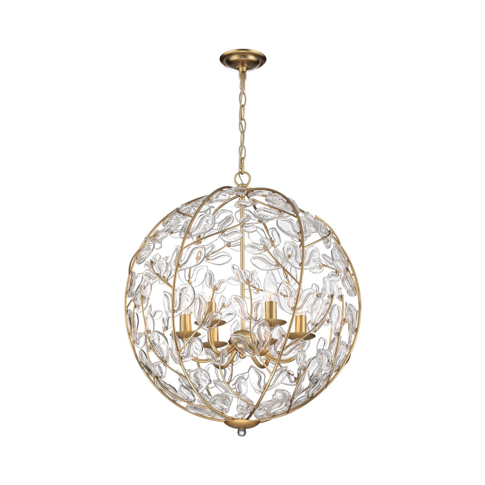 Crystorama Bridget 21in 6-Light Chandelier | Coastal Soft Gold and Clear Glass | Dining Room & Entryway | 21 x 21 x 23.75 in | Model BGT-335-SG-CL