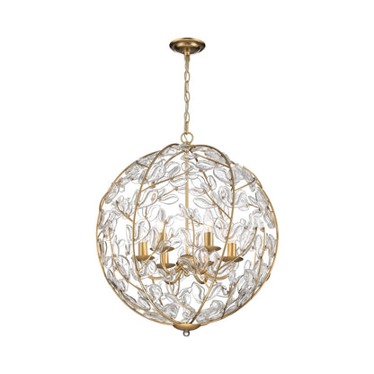 Crystorama Bridget 21in 6-Light Chandelier | Coastal Soft Gold and Clear Glass | Dining Room & Entryway | 21 x 21 x 23.75 in | Model BGT-335-SG-CL