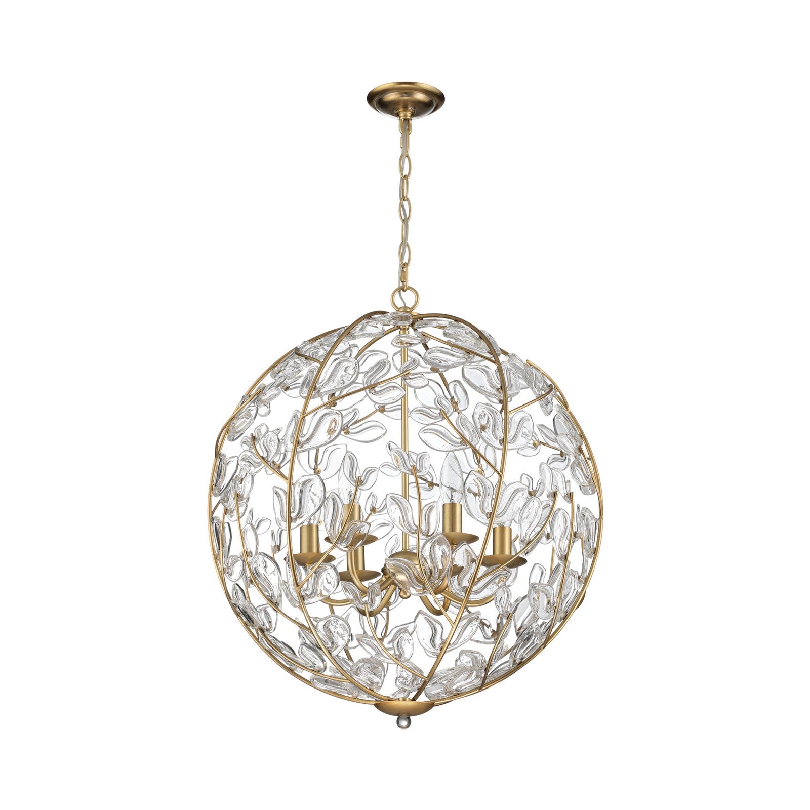 Crystorama Bridget 21in 6-Light Chandelier | Coastal Soft Gold and Clear Glass | Dining Room & Entryway | 21 x 21 x 23.75 in | Model BGT-335-SG-CL