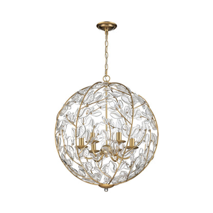 Crystorama Bridget 21in 6-Light Chandelier | Coastal Soft Gold and Clear Glass | Dining Room & Entryway | 21 x 21 x 23.75 in | Model BGT-335-SG-CL