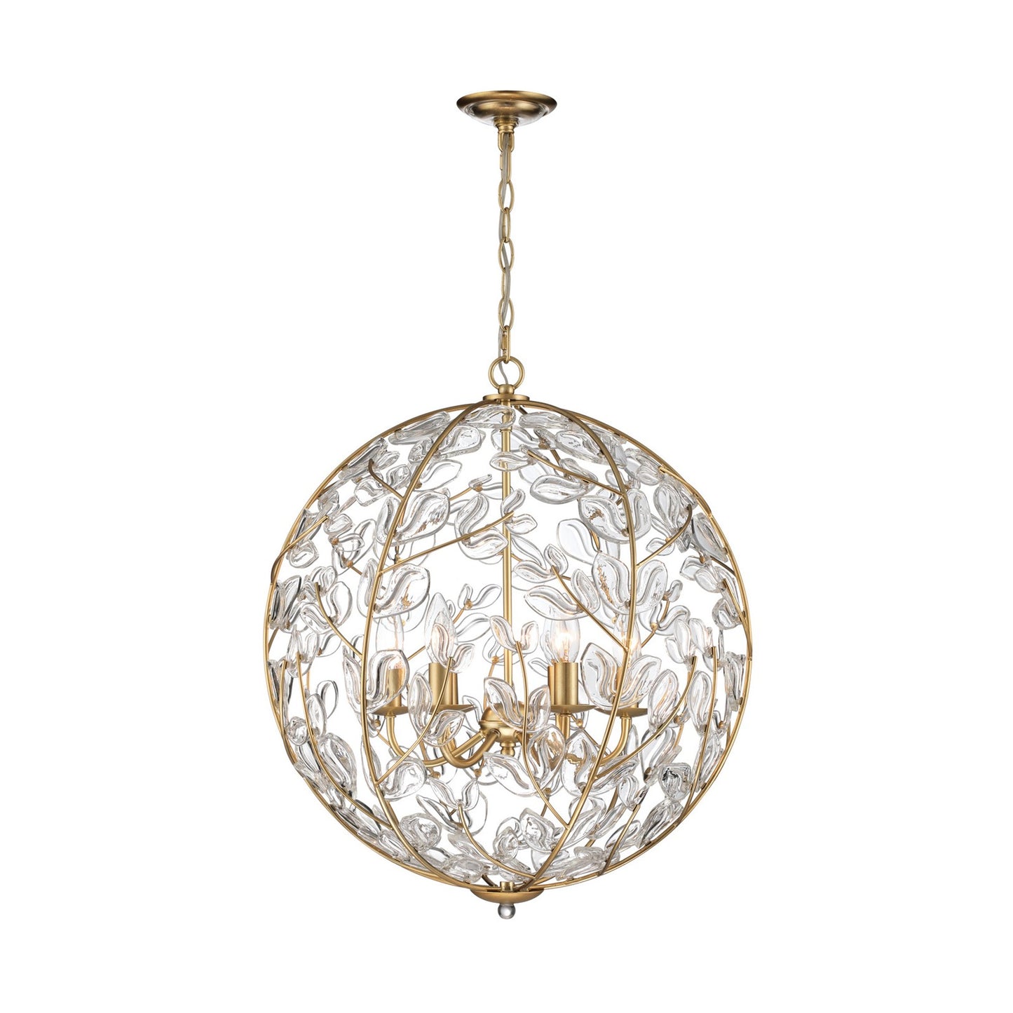 Crystorama Bridget 21in 6-Light Chandelier | Coastal Soft Gold and Clear Glass | Dining Room & Entryway | 21 x 21 x 23.75 in | Model BGT-335-SG-CL