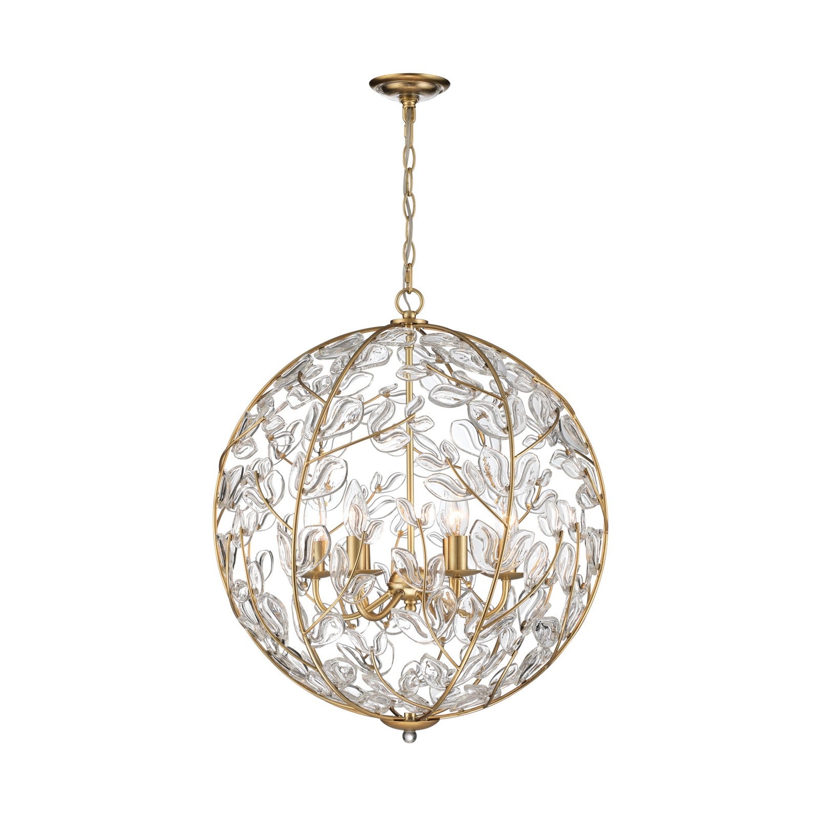 Crystorama Bridget 21in 6-Light Chandelier | Coastal Soft Gold and Clear Glass | Dining Room & Entryway | 21 x 21 x 23.75 in | Model BGT-335-SG-CL