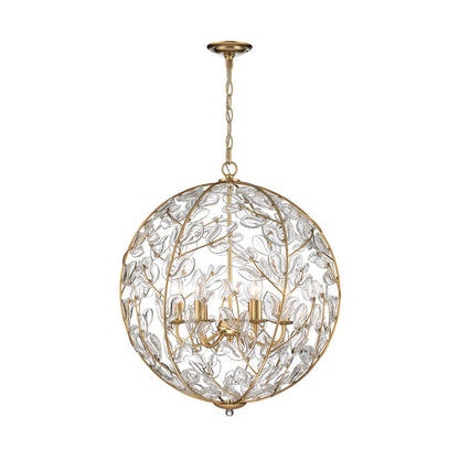 Crystorama Bridget 21in 6-Light Chandelier | Coastal Soft Gold and Clear Glass | Dining Room & Entryway | 21 x 21 x 23.75 in | Model BGT-335-SG-CL