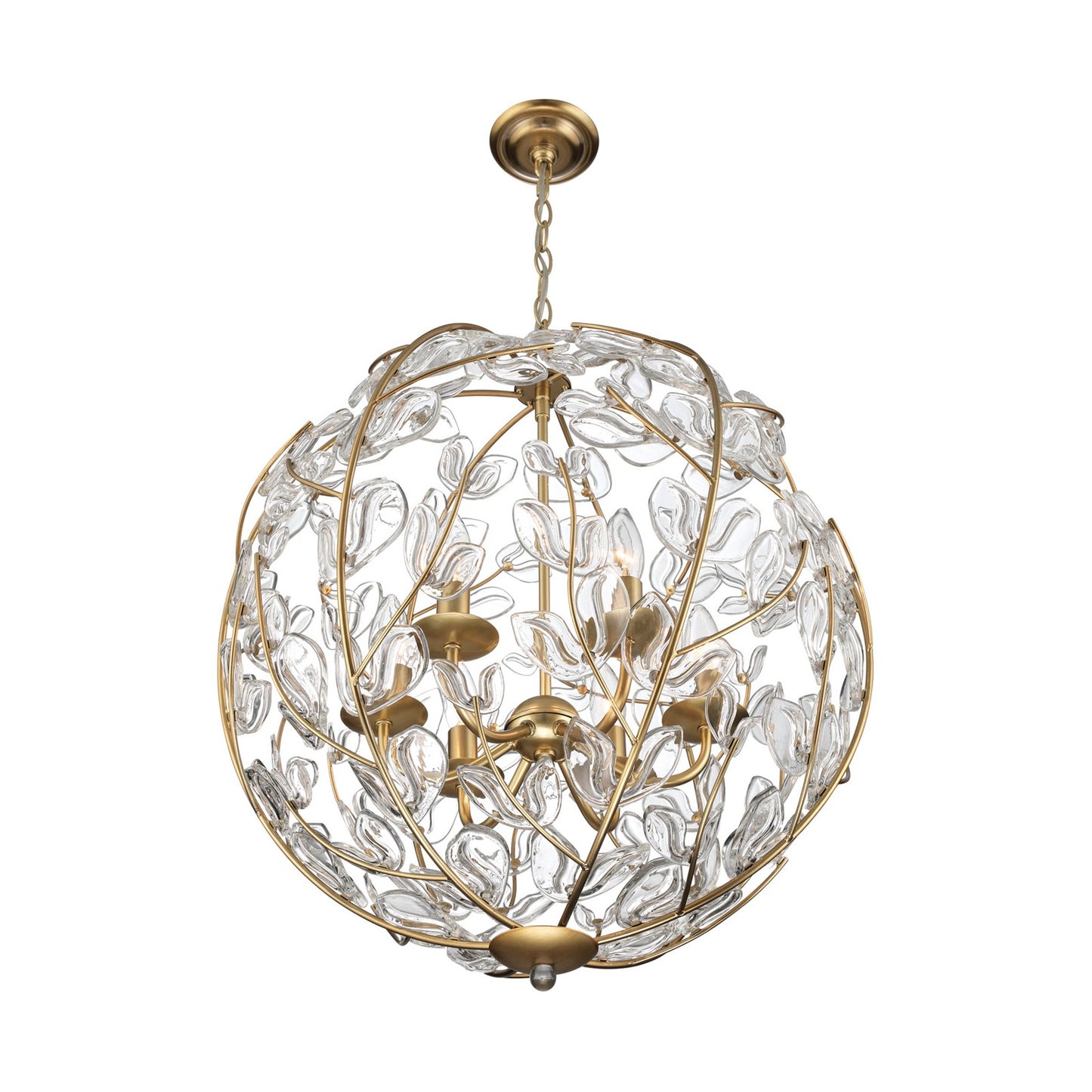 Crystorama Bridget 21in 6-Light Chandelier | Coastal Soft Gold and Clear Glass | Dining Room & Entryway | 21 x 21 x 23.75 in | Model BGT-335-SG-CL