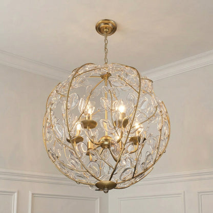 Crystorama Bridget 21in 6-Light Chandelier | Coastal Soft Gold and Clear Glass | Dining Room & Entryway | 21 x 21 x 23.75 in | Model BGT-335-SG-CL