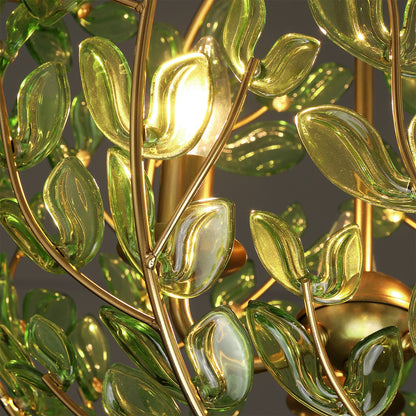 Crystorama Bridget 21in 6-Light Chandelier | Coastal Soft Gold and Green Glass | Dining Room & Entryway | 21 x 21 x 23.25 in | Model BGT-335-SG-GR