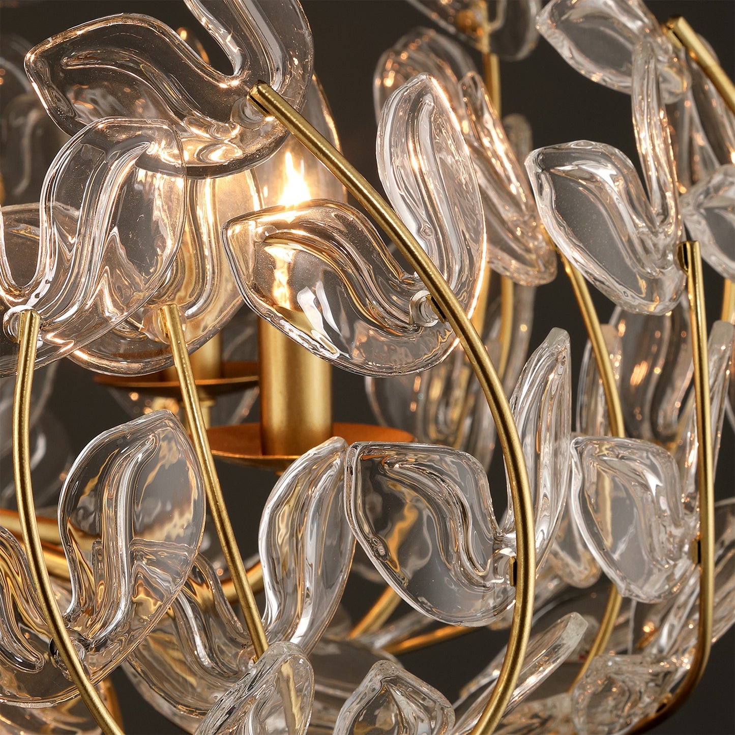 Crystorama Bridget 23.5in 5-Light Chandelier | Coastal Soft Gold Steel and Clear Floral Glass | Dining Room & Entryway | 23.5 x 23.5 x 20 in | Model BGT-336-SG-CL