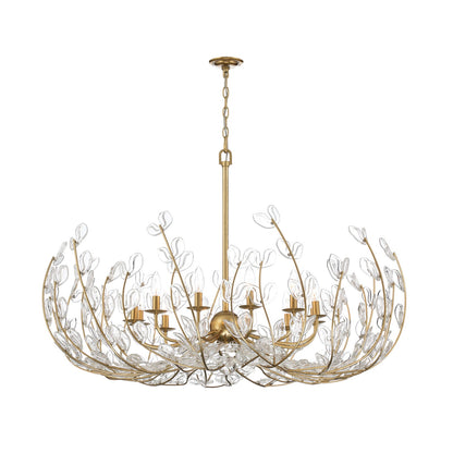 Crystorama Bridget 42in 12-Light Chandelier | Coastal Soft Gold Steel and Clear Floral Glass | Dining Room & Entryway | 42 x 42 x 27.5 in | Model BGT-339-SG-CL