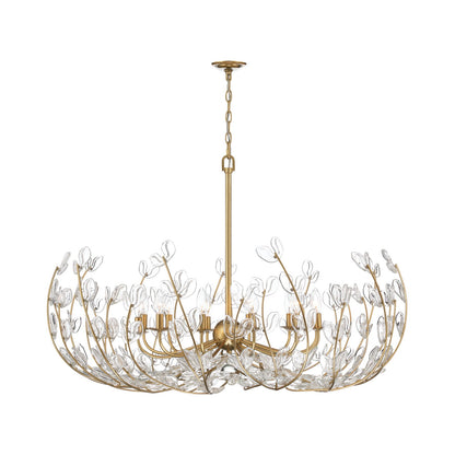 Crystorama Bridget 42in 12-Light Chandelier | Coastal Soft Gold Steel and Clear Floral Glass | Dining Room & Entryway | 42 x 42 x 27.5 in | Model BGT-339-SG-CL