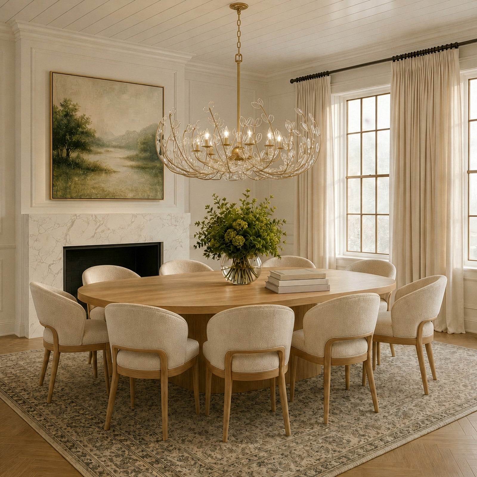 Crystorama Bridget 42in 12-Light Chandelier | Coastal Soft Gold Steel and Clear Floral Glass | Dining Room & Entryway | 42 x 42 x 27.5 in | Model BGT-339-SG-CL