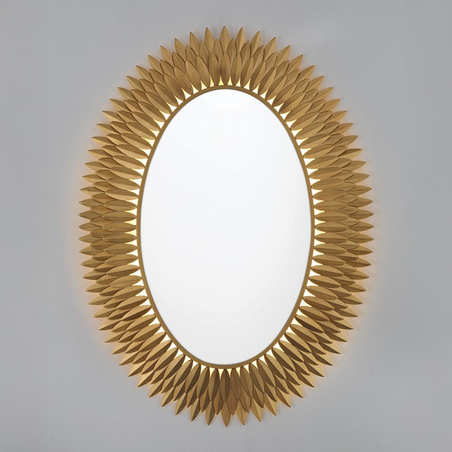 Crystorama Broche 1 Light 31.25" Mirror, Antique Gold