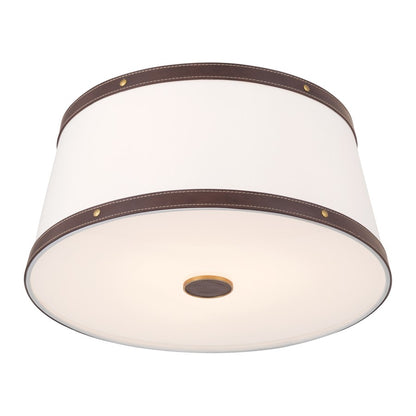 Crystorama Callahan 3 Light 17" Flush/Semi Flush, Luxe Gold/White