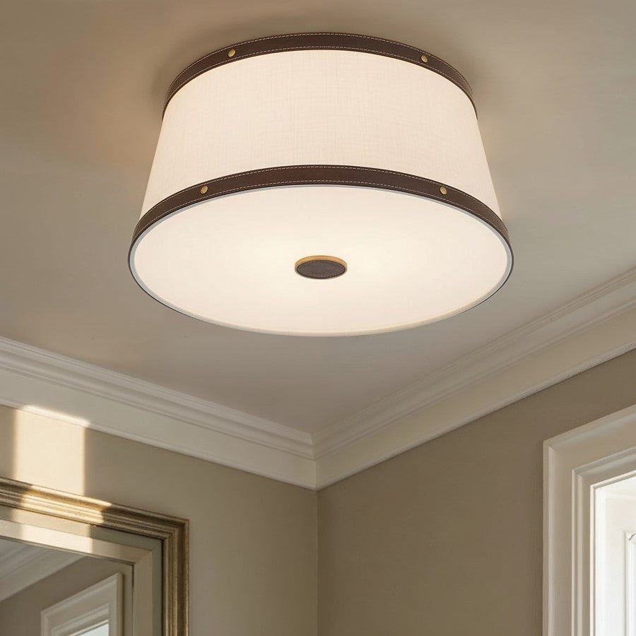 Crystorama Callahan 3 Light 17" Flush/Semi Flush, Luxe Gold/White