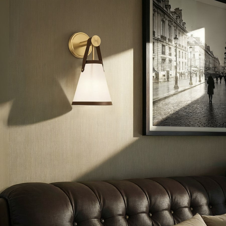 Crystorama Callahan 1 Light 7.25" Sconce, Luxe Gold/White