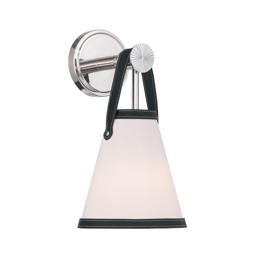 Crystorama Callahan 1 Light 7.25" Sconce, Polished Nickel/White - CAL-2401-PN