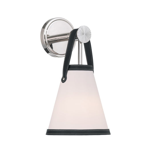 Crystorama Callahan 1 Light 7.25" Sconce, Polished Nickel/White - CAL-2401-PN