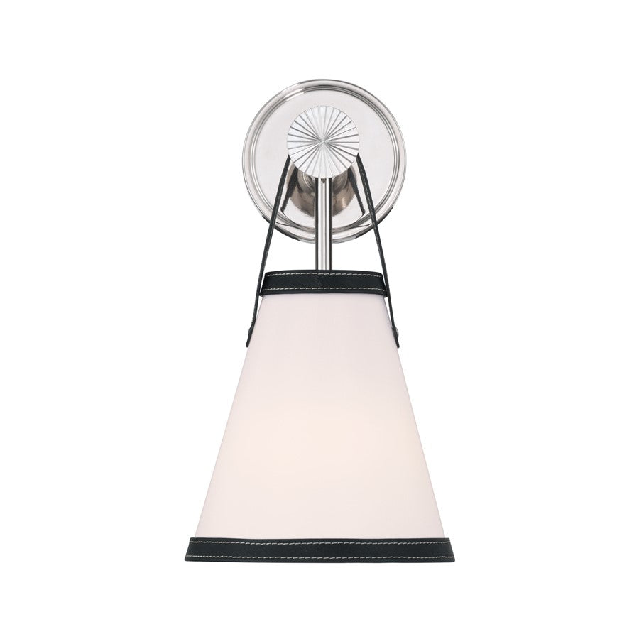 Crystorama Callahan 1 Light 7.25" Sconce, Polished Nickel/White