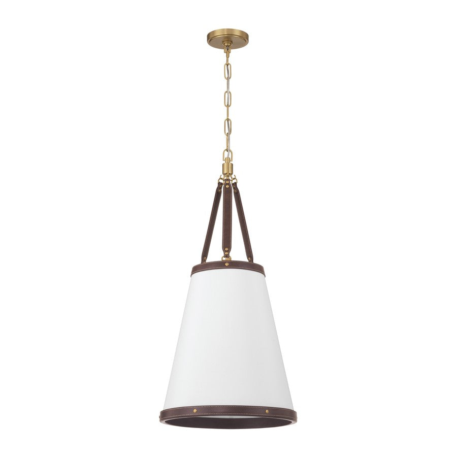 Crystorama Callahan 3 Light 14.25" Pendant, Luxe Gold/White