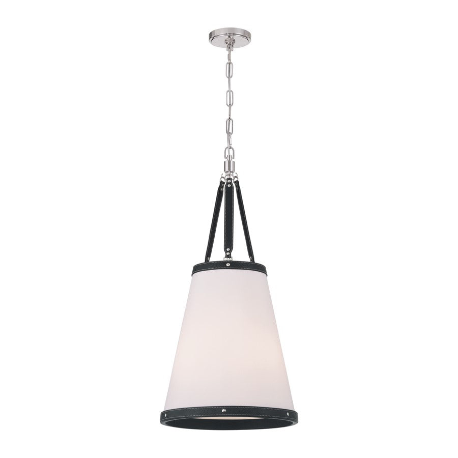 Crystorama Callahan 3 Light 14.25" Pendant, Polished Nickel/White - CAL-2404-PN