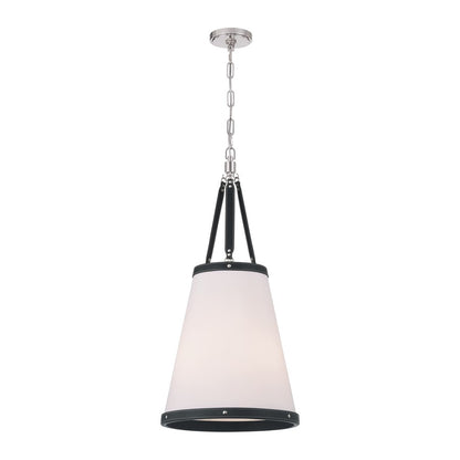 Crystorama Callahan 3 Light 14.25" Pendant, Polished Nickel/White - CAL-2404-PN