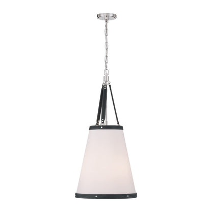 Crystorama Callahan 3 Light 14.25" Pendant, Polished Nickel/White