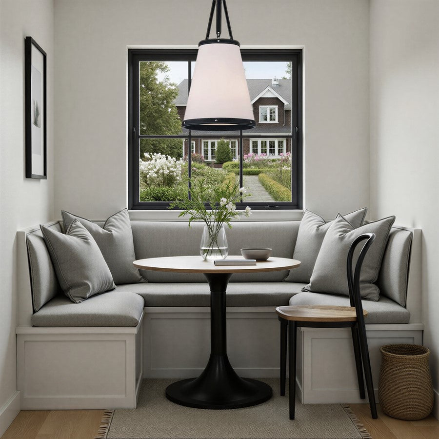 Crystorama Callahan 3 Light 14.25" Pendant, Polished Nickel/White