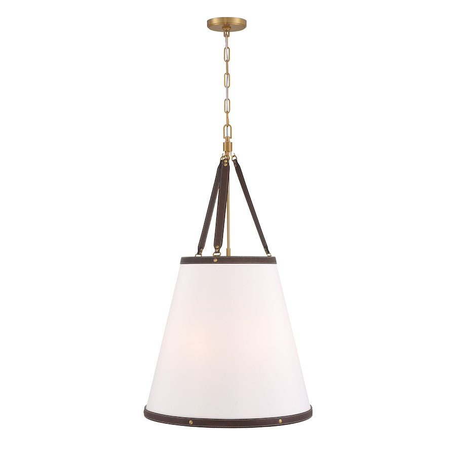 Crystorama Callahan 6 Light Pendant, Luxe Gold/White