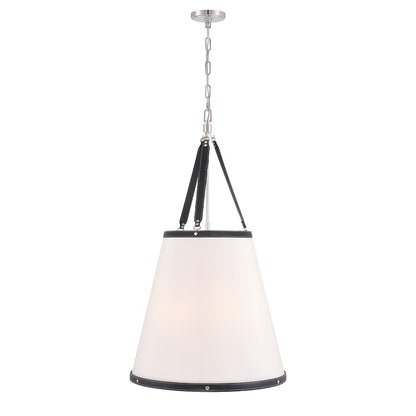 Crystorama Callahan 6 Light Pendant, Polished Nickel/White