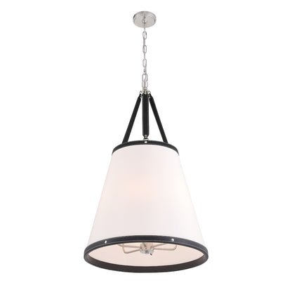 Crystorama Callahan 6 Light Pendant, Polished Nickel/White