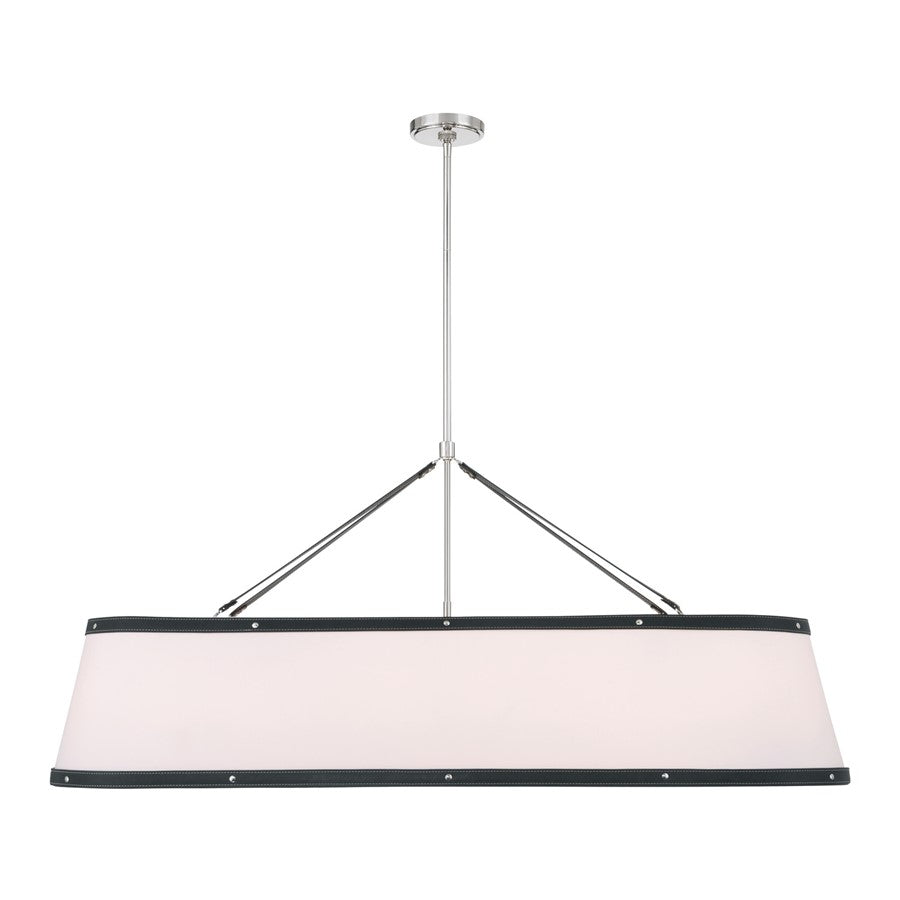 Crystorama Callahan 6Lt 47.5" Chandelier, Polished Nickel/White - CAL-2407-PN