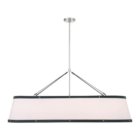 Crystorama Callahan 6Lt 47.5" Chandelier, Polished Nickel/White - CAL-2407-PN