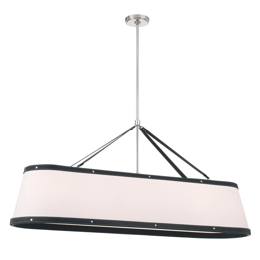Crystorama Callahan 6Lt 47.5" Chandelier, Polished Nickel/White