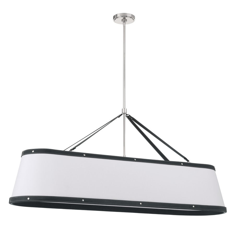 Crystorama Callahan 6Lt 47.5" Chandelier, Polished Nickel/White