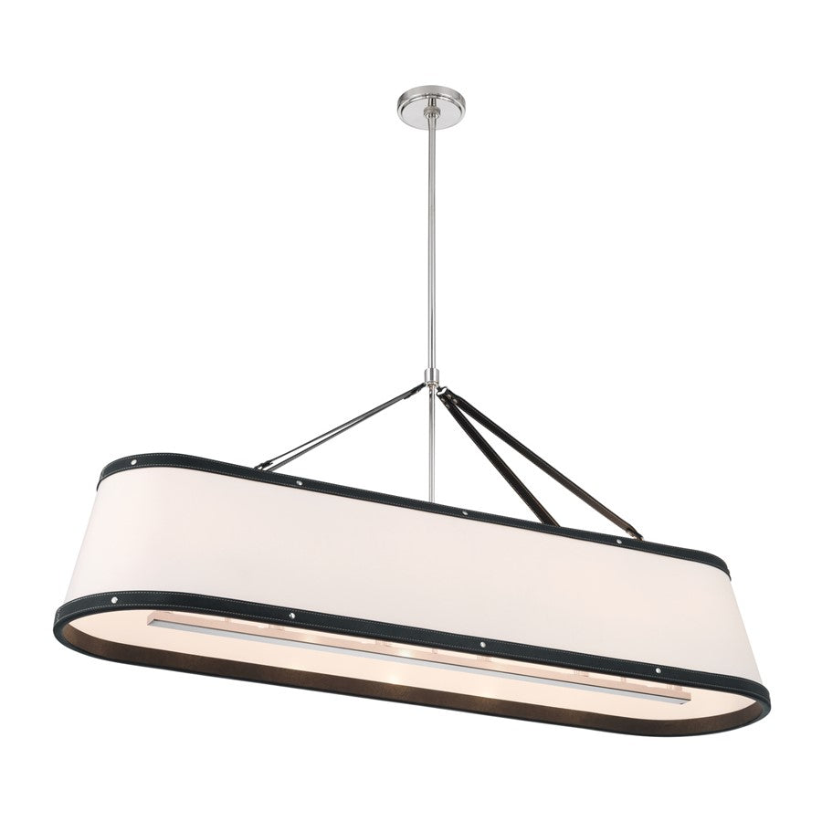 Crystorama Callahan 6Lt 47.5" Chandelier, Polished Nickel/White