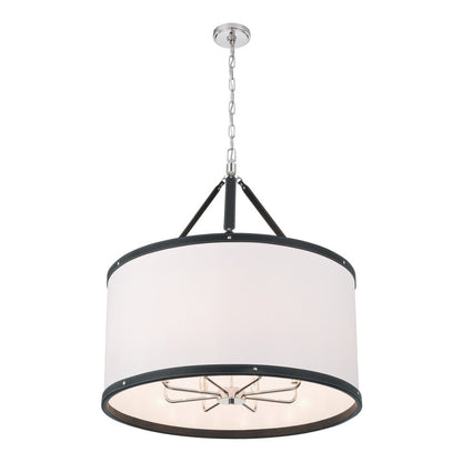 Crystorama Callahan 8 Light 28" Pendant, Polished Nickel/White