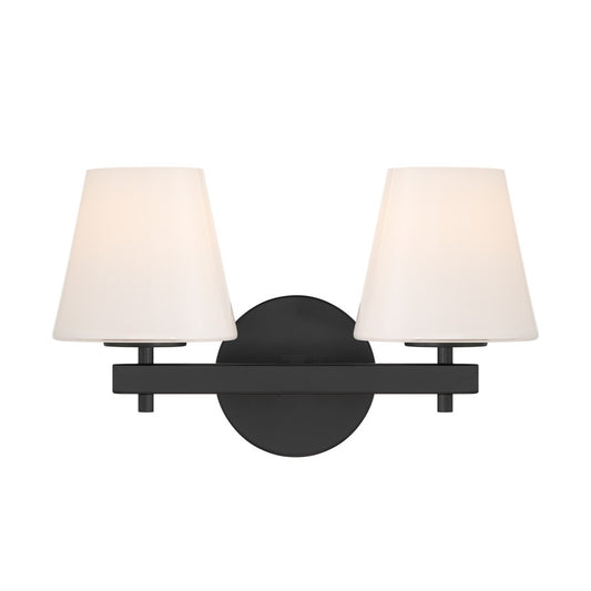 Crystorama Colton 2 Light 16" Sconce, Black/White - COL-202-BK