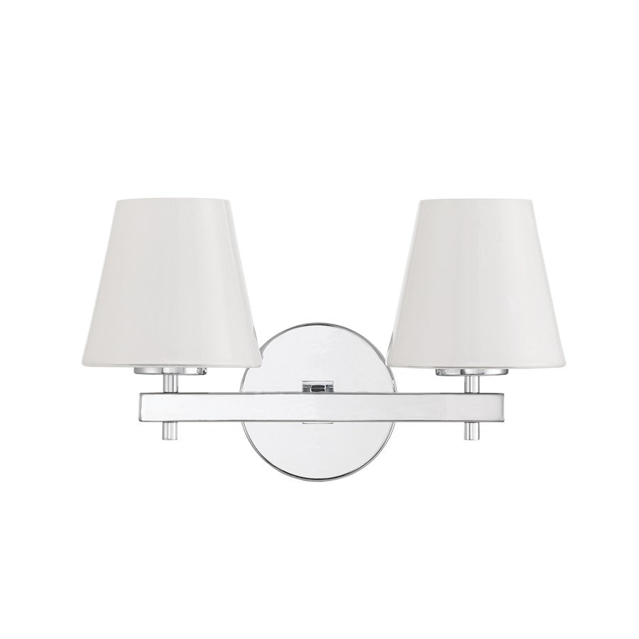 Crystorama Colton 2 Light 16" Sconce, Polished Chrome/White