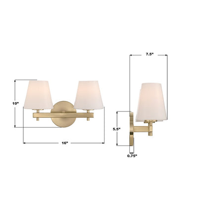 Crystorama Colton 2 Light 16" Sconce, Vibrant Gold/White