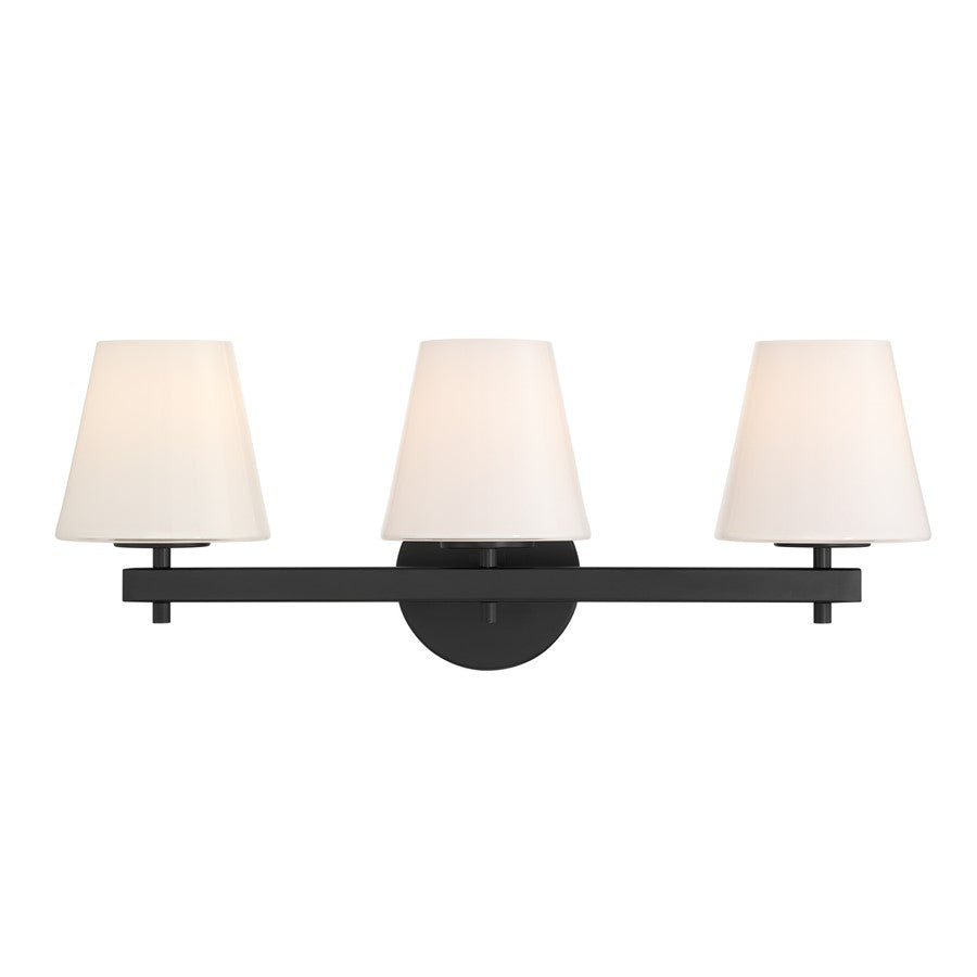 Crystorama Colton 3 Light 24.5" Bathroom Vanity, Black/White - COL-203-BK
