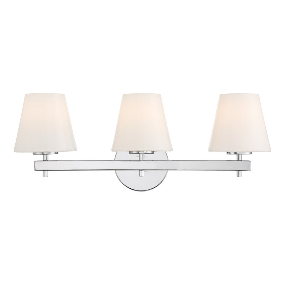 Crystorama Colton 3Lt 24.5" Bathroom Vanity, Polished Chrome/White - COL-203-CH