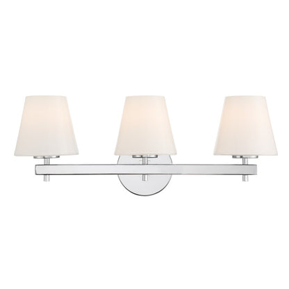 Crystorama Colton 3Lt 24.5" Bathroom Vanity, Polished Chrome/White - COL-203-CH
