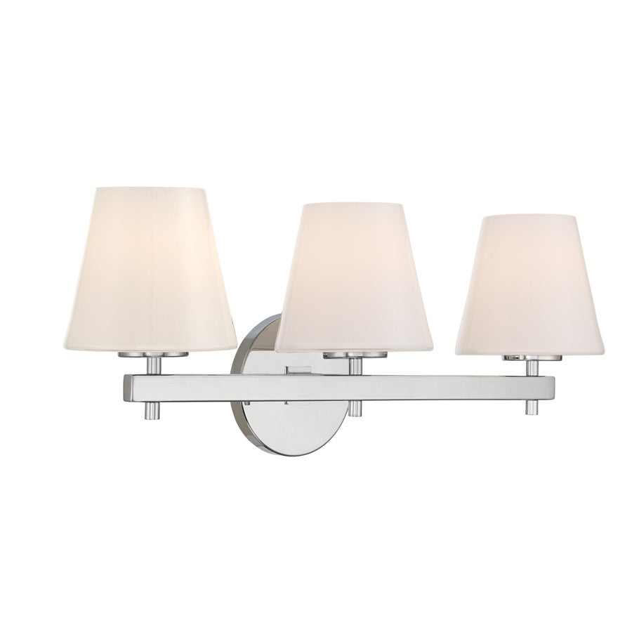 Crystorama Colton 3Lt 24.5" Bathroom Vanity, Polished Chrome/White