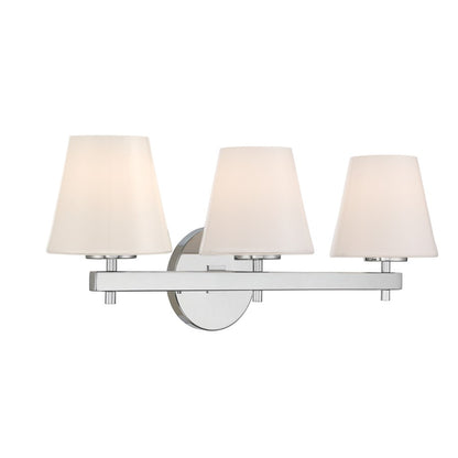 Crystorama Colton 3Lt 24.5" Bathroom Vanity, Polished Chrome/White